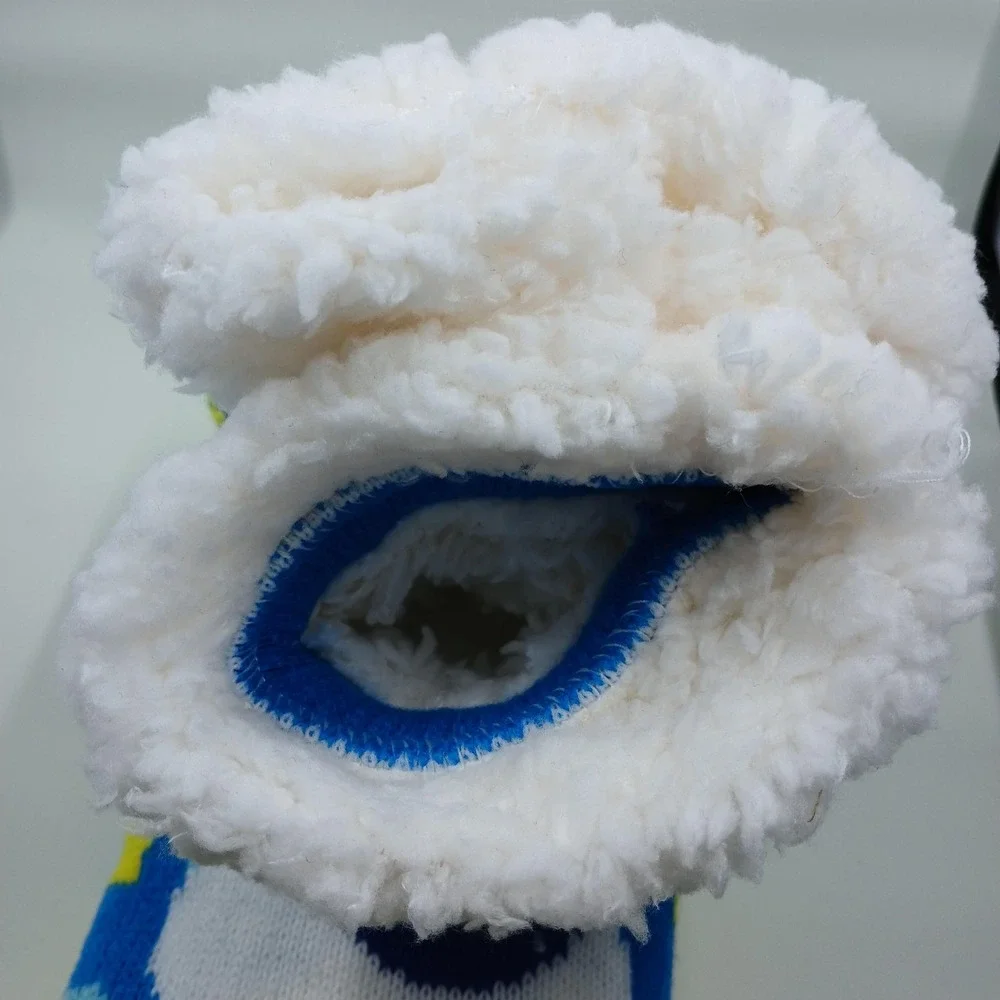 Minions‎ Sherpa Lined Socks One Size Blue Yellow Slipper Non Slip Warm